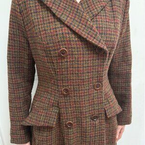 Lena Hoschek Lawrence Double-Breasted Harris Tweed Coat - Size L
